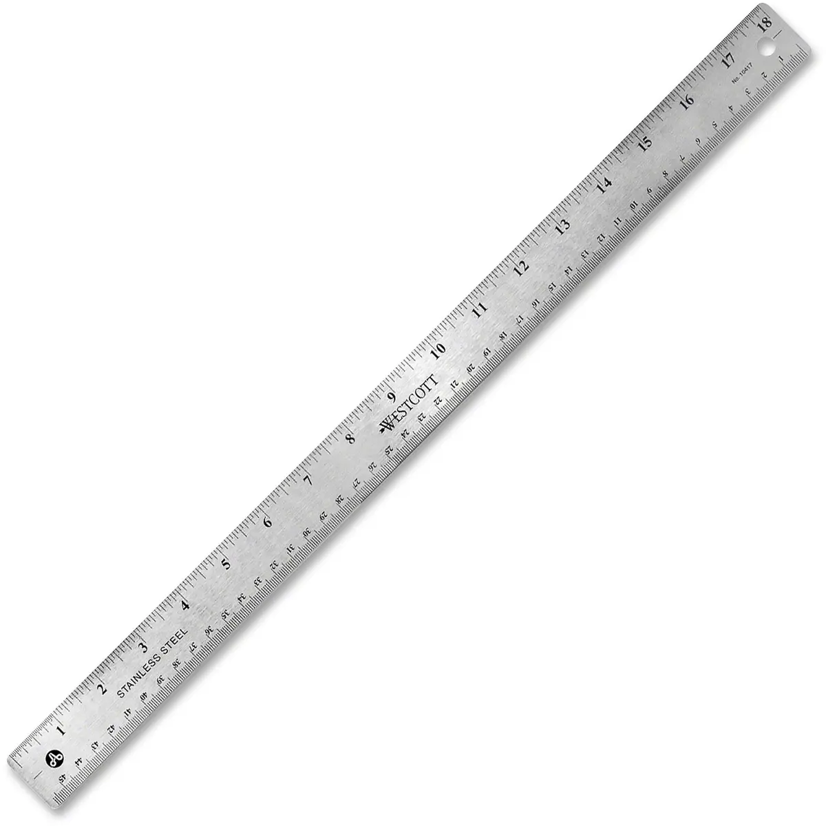 Westcott Stainless Steel Office Ruler 18" | Non Slip Cork Base, Precision & Modern Design - main product image