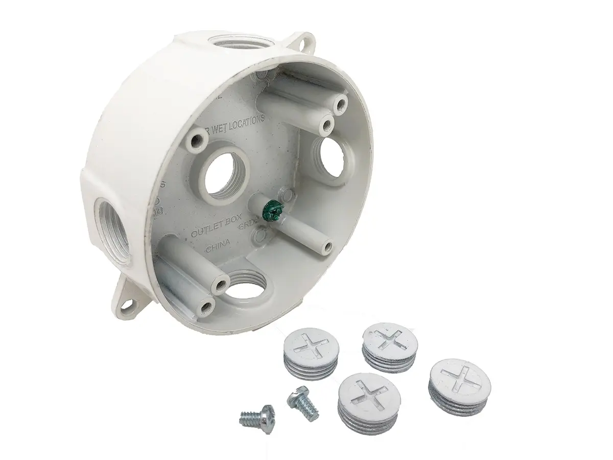 Sealproof Weatherproof Round Electrical Outlet Box 1/2" | Heavy Duty Aluminum, White - main product image