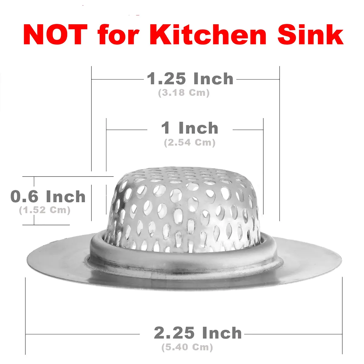 Hilltop Products 2 Pack Stainless Steel Sink Strainer Basket 5.4cm (2.13") Top / 2.5cm (1") Basket, Silver | Rust-Resistant Hair Catcher for Bathroom & Utility Sinks - view 2