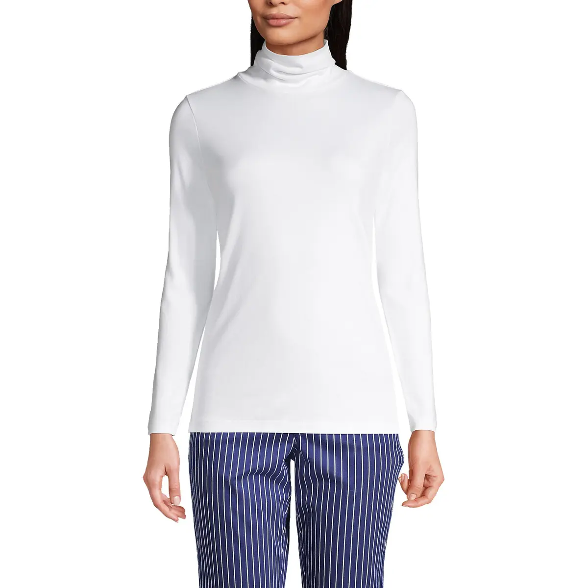 Lands' End Supima Cotton Turtleneck X-Large White | Versatile Casual & Workwear - main product image