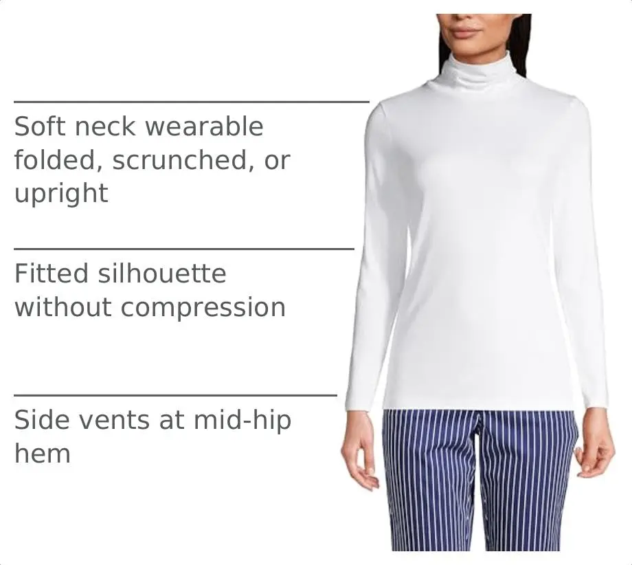Lands' End Supima Cotton Turtleneck X-Large White | Versatile Casual & Workwear - view 5