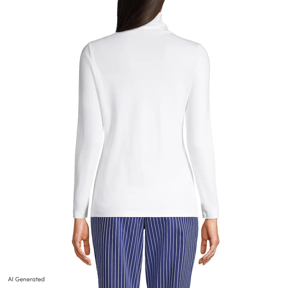 Lands' End Supima Cotton Turtleneck X-Large White | Versatile Casual & Workwear - view 2