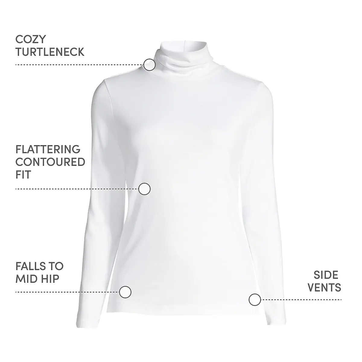Lands' End Supima Cotton Turtleneck X-Large White | Versatile Casual & Workwear - view 3