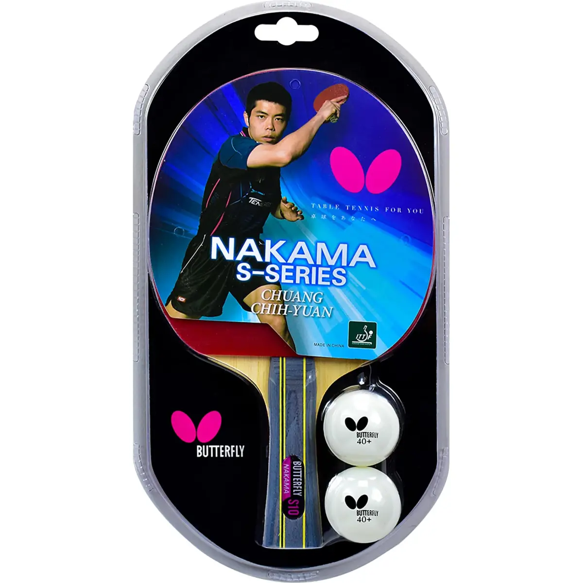 Butterfly Nakama S-10 Table Tennis Racket – ITTF Approved Ping Pong Paddle with Wakaba Rubber & 2 Balls - view 8