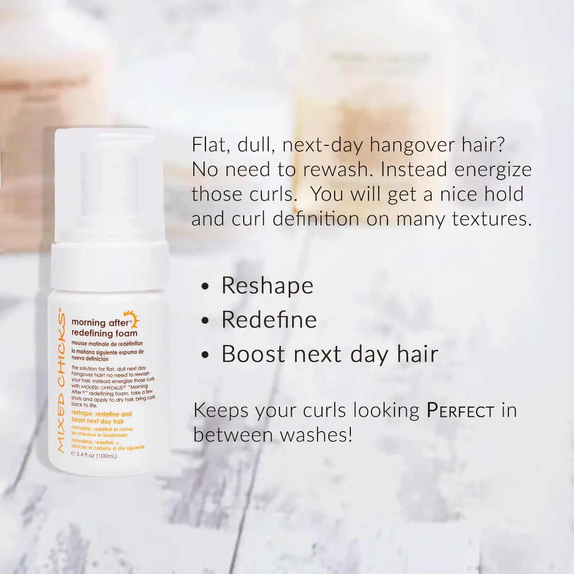 Mixed Chicks Morning After Redefining Hair Foam, 3.4 fl.oz. | Frizz Control & Curl Definition for Dry Hair - view 3