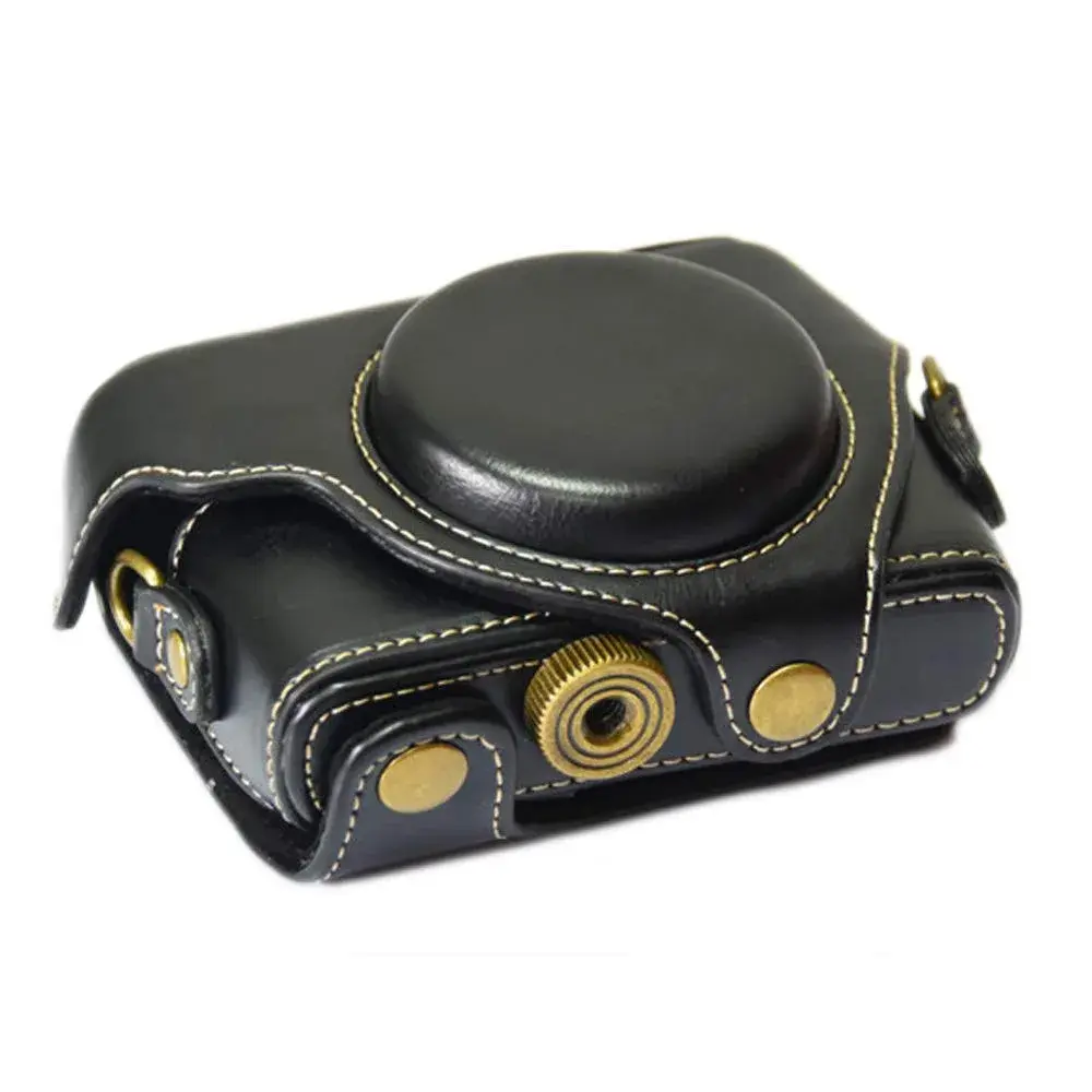 ENJOY-UNIQUE PU Leather Camera Bag Case for Sony RX100 Series (Black) | Detachable Front Cap & Tripod Mount - view 3