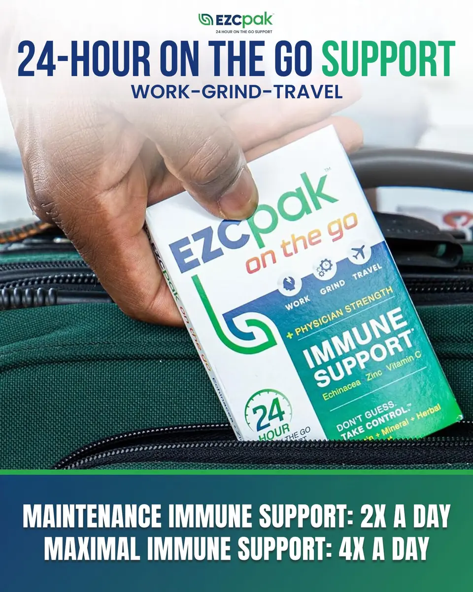 EZC Pak On The Go Immune System Booster with Echinacea, Vitamin C, Zinc | Travel-Friendly, Physician Formulated, Vegetarian - view 4