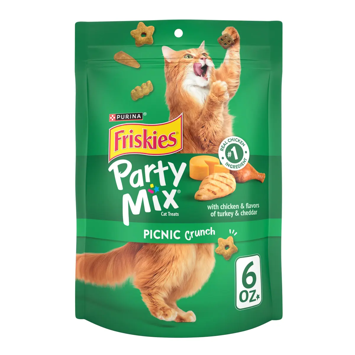 Friskies Purina Party Mix Picnic Crunch Cat Treats 36 oz | Real Chicken & Balanced Nutrition - main product image