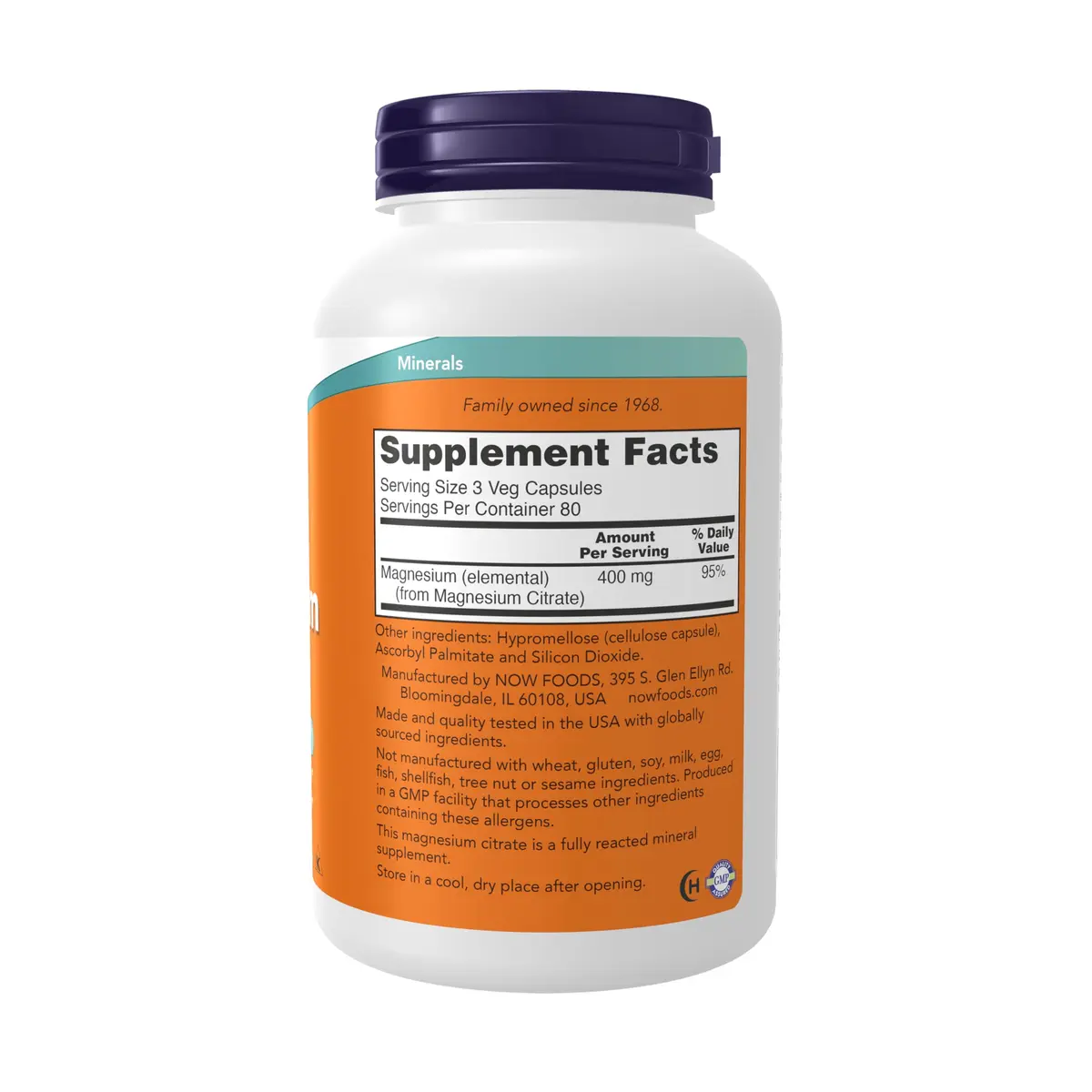 Now Supplements Magnesium Citrate 240 Veg Caps | Supports Energy & Enzyme Function in India - view 2