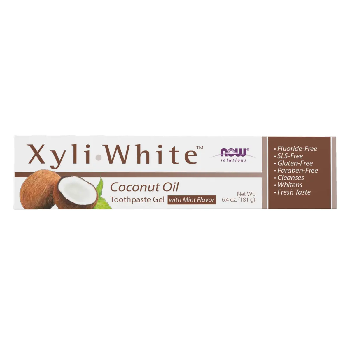 NOW Xyliwhite™ Toothpaste Gel, Coconut Oil, 6.4 oz | Fluoride-Free, Whitens & Refreshes - main product image