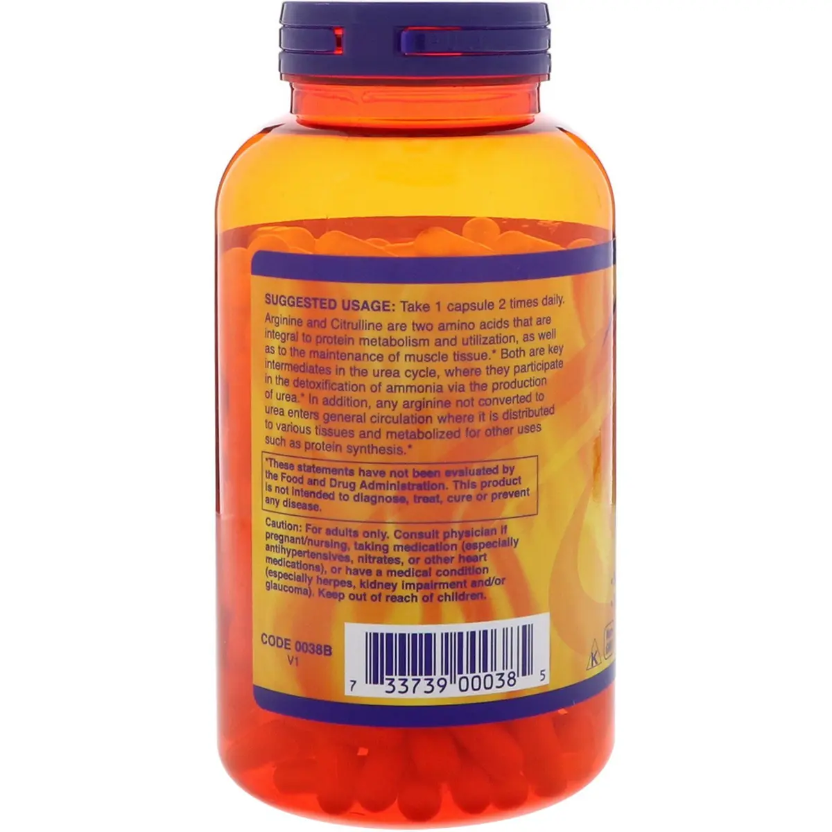 NOW Foods Arginine & Citrulline 500 mg/ 250 mg Amino Acids 240 Veg Capsules | Informed-Choice Certified - view 3