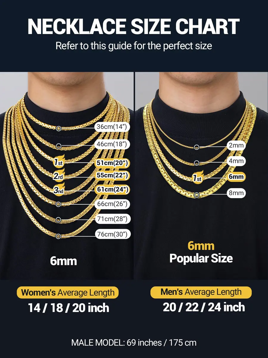 PROSTEEL Stainless Steel Flat Box Link Chain Necklace for Men 55cm (22 inch) | Hypoallergenic & Tarnish-Resistant - view 6