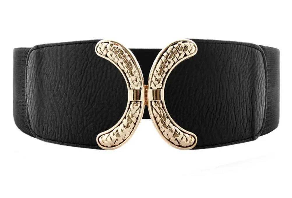 VOCHIC Wide Belt for Women 25-44 in Black | Elastic Stretch Interlock Buckle for Dress - main product image