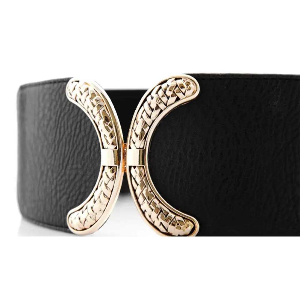 VOCHIC Wide Belt for Women 25-44 in Black | Elastic Stretch Interlock Buckle for Dress - view 4