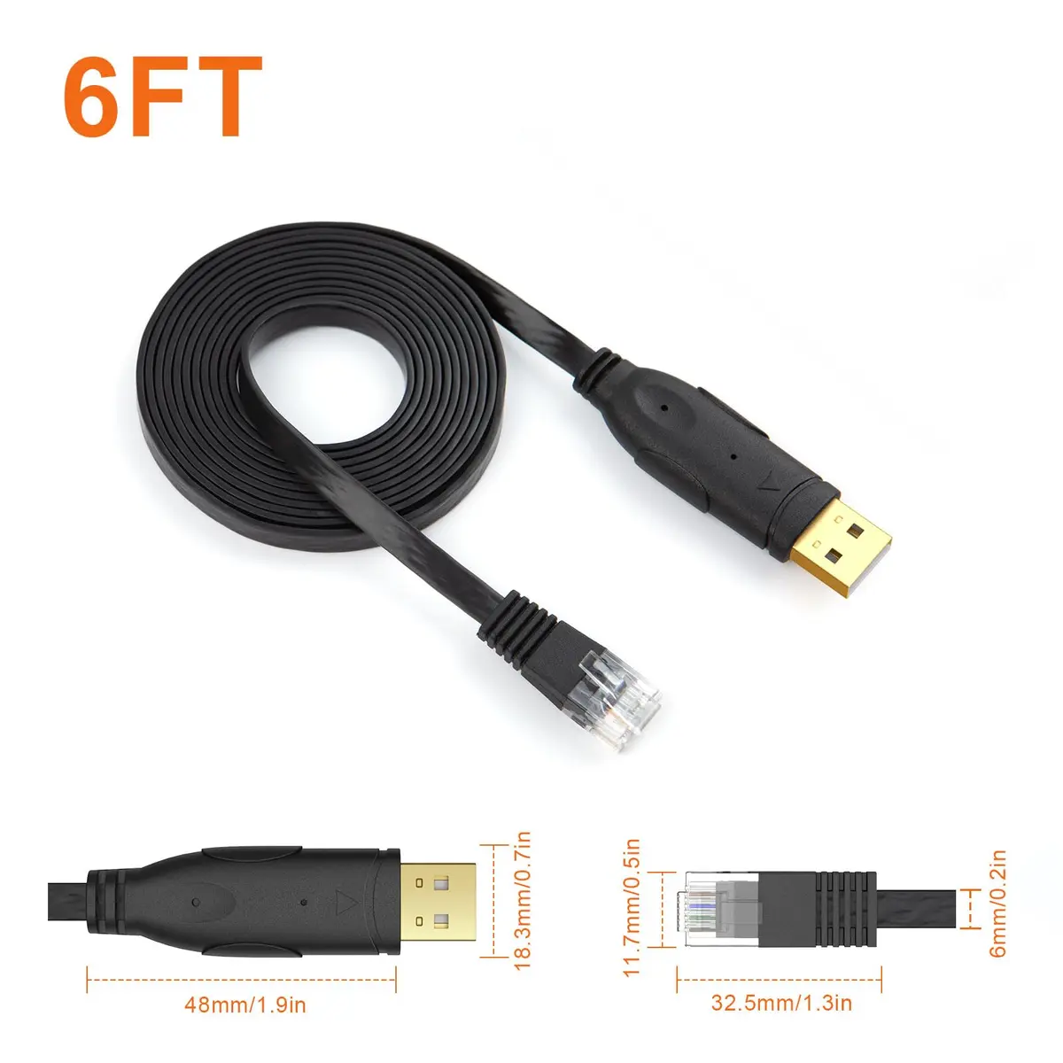 CableCreation USB Console Cable USB to RJ45 Serial Adapter, 6 FT, Black | Compatible with Cisco, NETGEAR, Windows, Linux - view 7