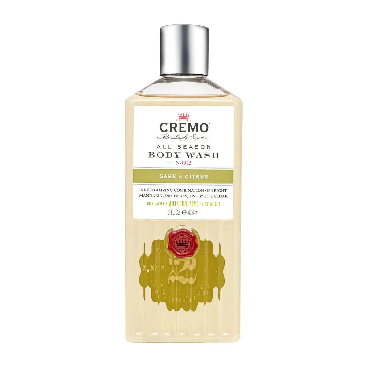 Cremo Men's Body Wash Sage & Citrus 473ml (16 Fl Oz) | Rich Lather Moisturizing - main product image