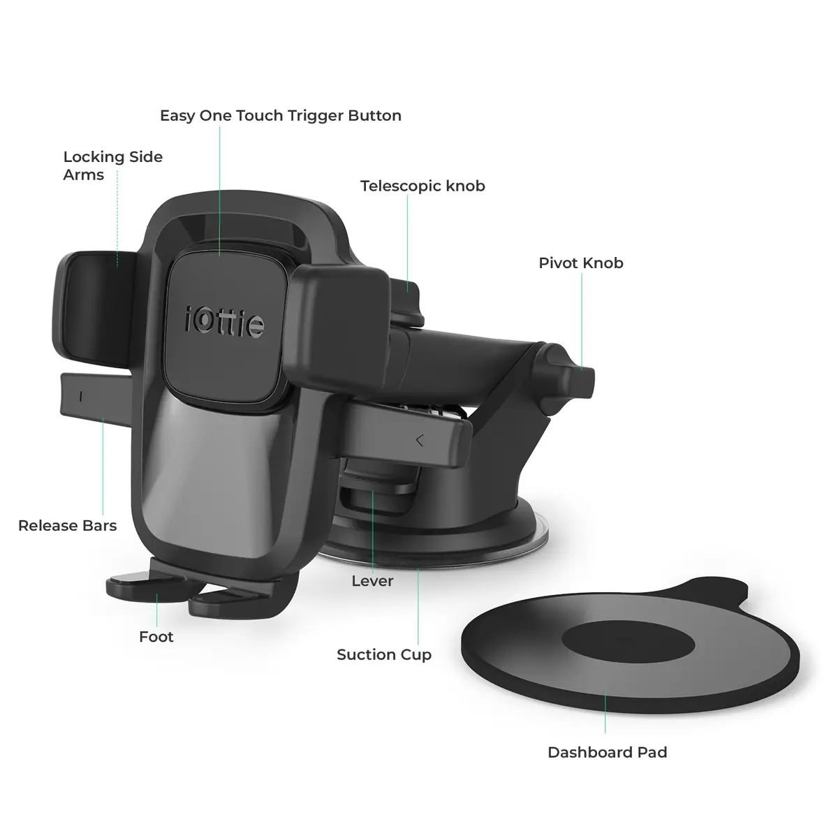 iOttie Easy One Touch Classic Dash & Windshield Universal Car Mount Phone Holder 16.5 cm (6.5 in) | Secure Phone Grip for All Smartphones - view 5