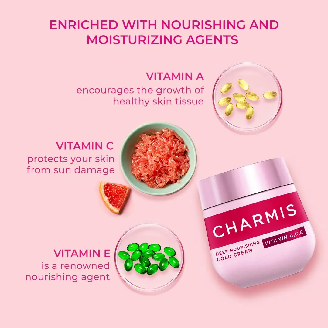 Charmis Moisturizing Cold Cream 175 ML | Vitamin A, C & E for Dry Skin - view 3