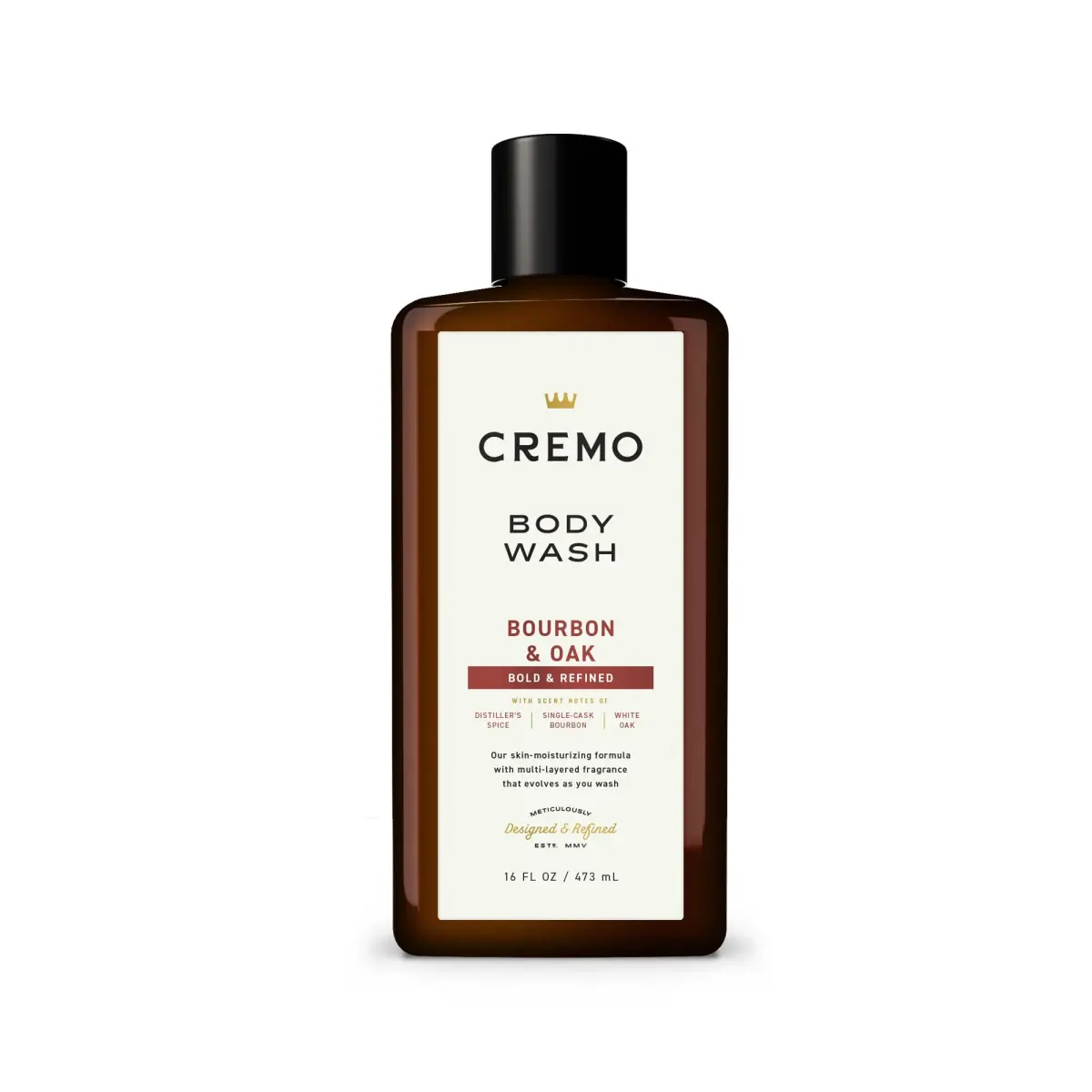 Cremo Men's Body Wash Bourbon & Oak 473ml (16 Fl Oz) | Rich Lather & Sophisticated Scent - main product image