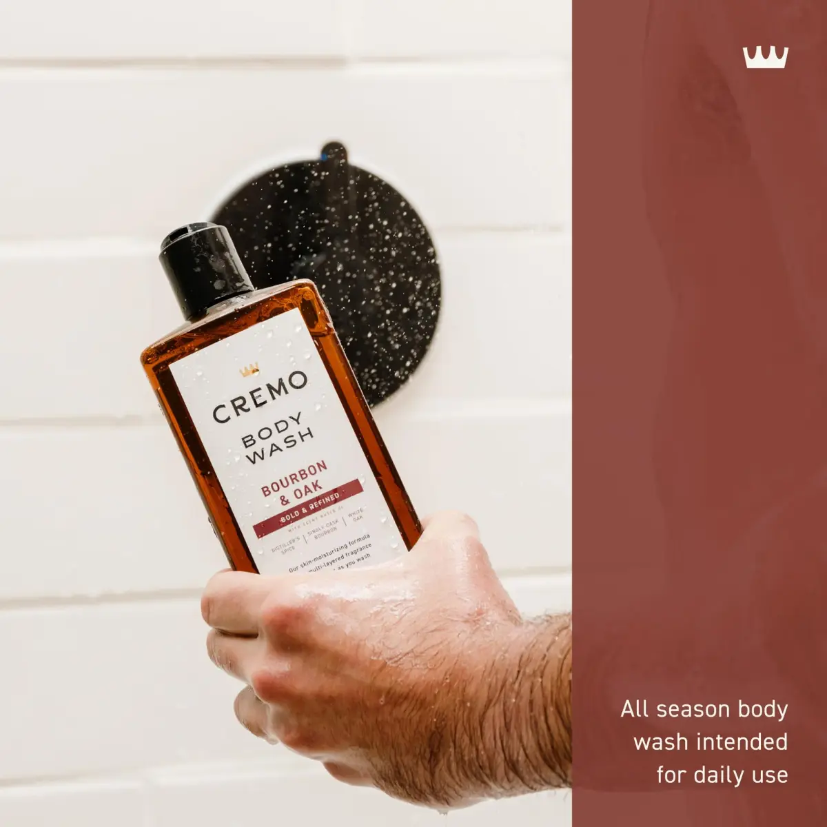 Cremo Men's Body Wash Bourbon & Oak 473ml (16 Fl Oz) | Rich Lather & Sophisticated Scent - view 2