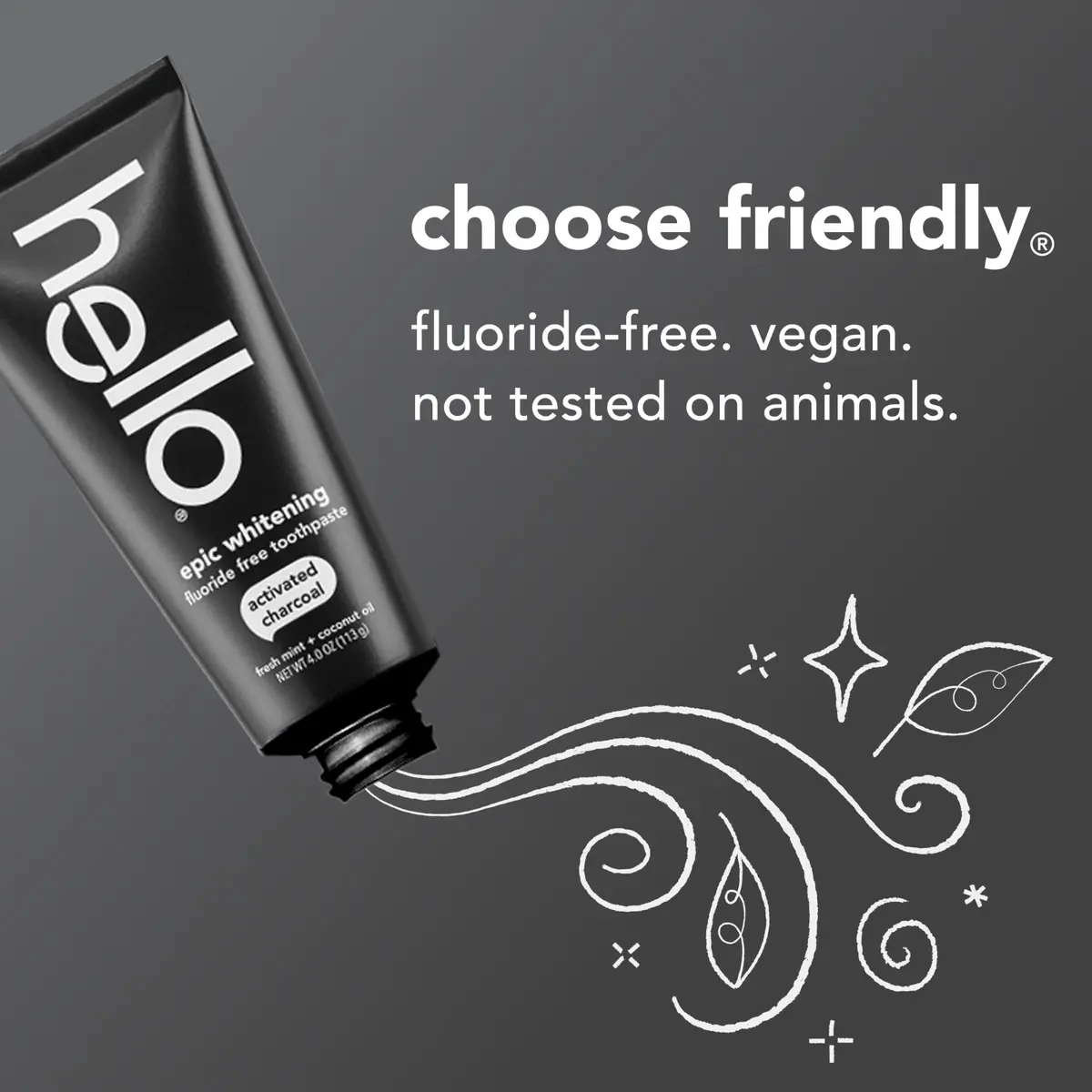 hello Epic Whitening Activated Charcoal Toothpaste 4 oz (113 g) | Fluoride-Free Whitening & Plaque Removal - view 4