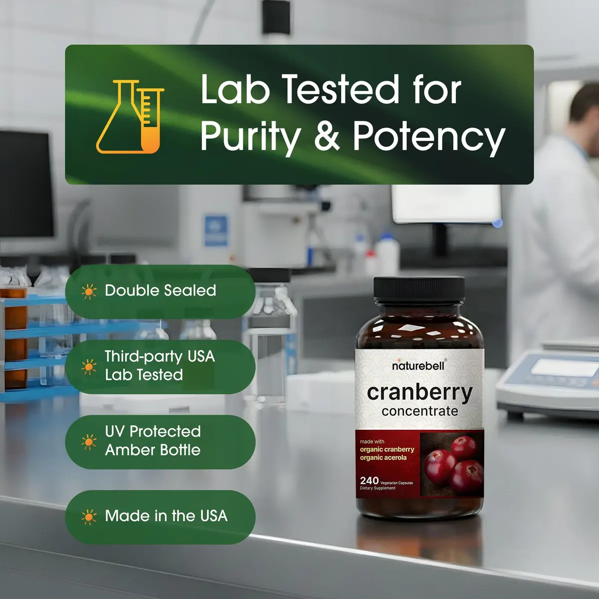 NatureBell Cranberry Concentrate 240 Capsules | Urinary & Wellness Support in India - view 5