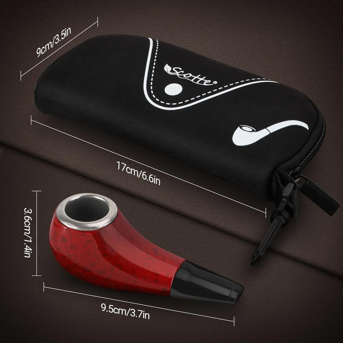 Scotte Shiny Pipe Small Pipe | Compact Resin Tobacco Pipe in Red (3 Inch) - view 4