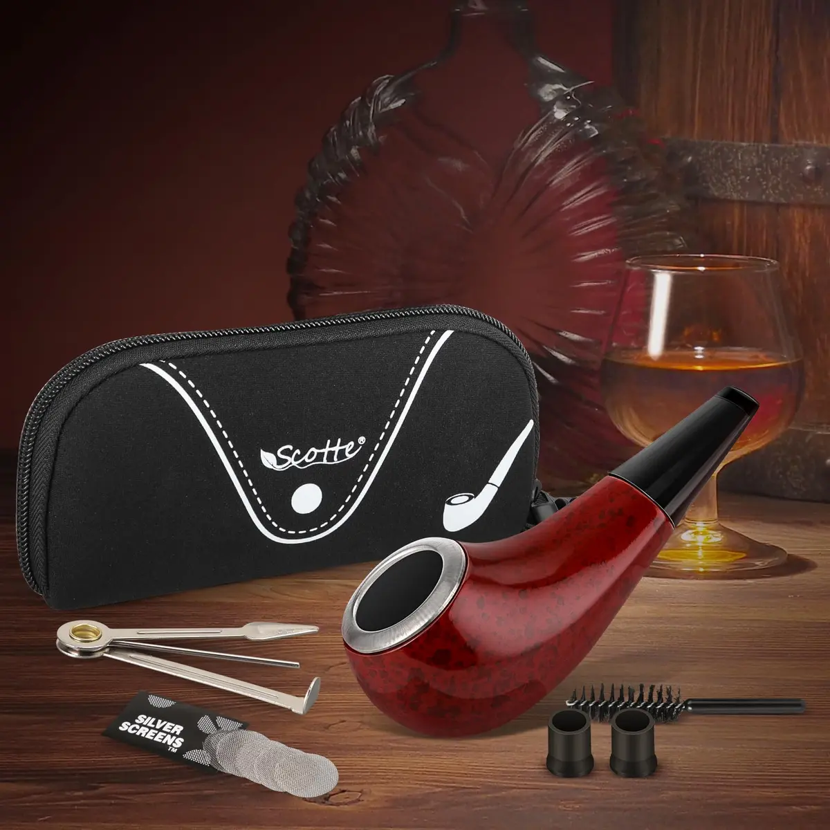Scotte Shiny Pipe Small Pipe | Compact Resin Tobacco Pipe in Red (3 Inch) - view 5