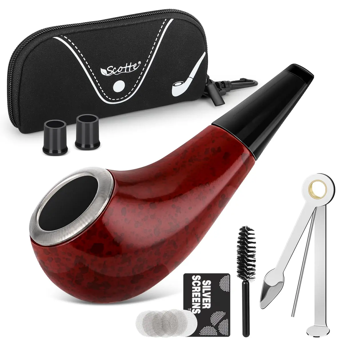 Scotte Shiny Pipe Small Pipe | Compact Resin Tobacco Pipe in Red (3 Inch) - main product image
