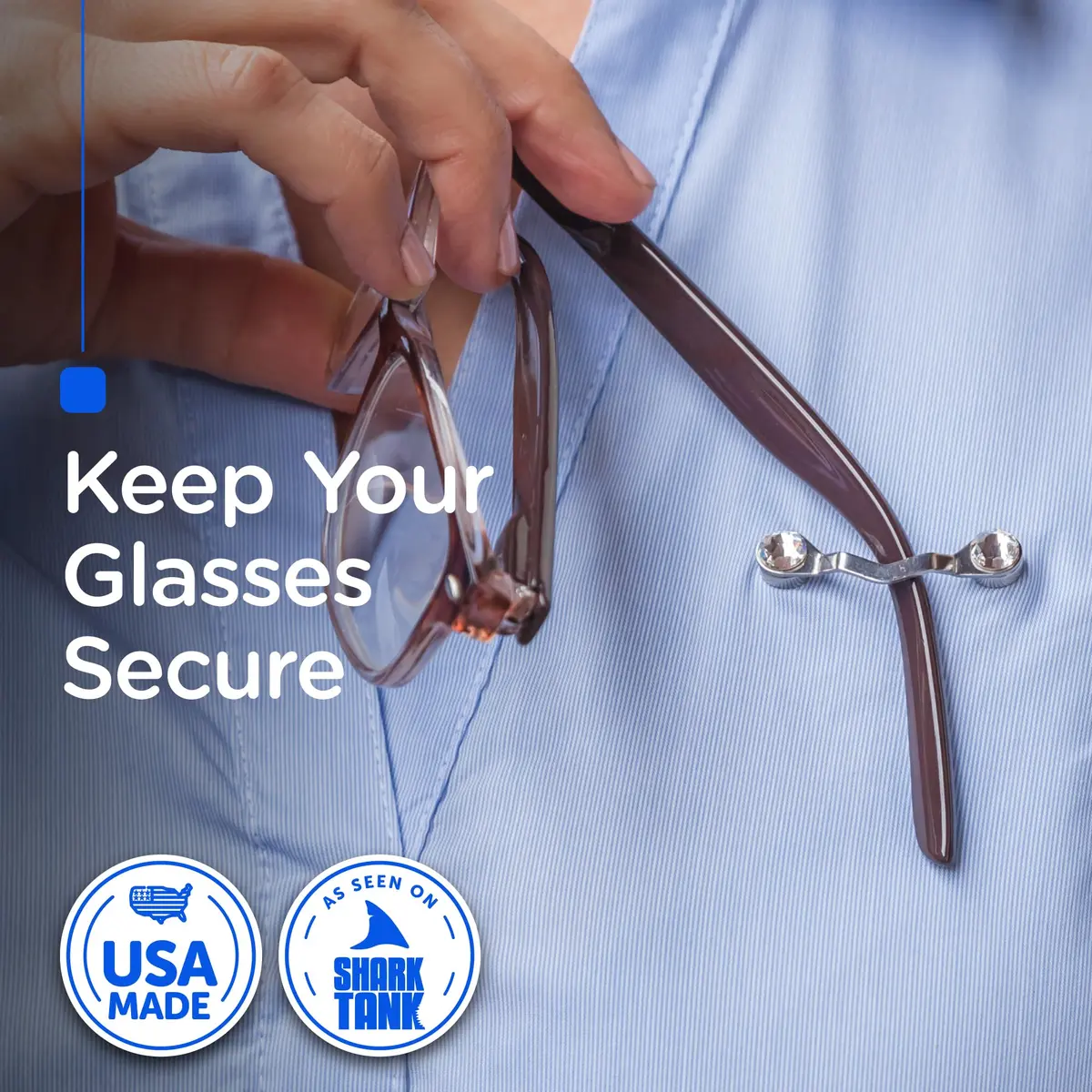 Readerest Magnetic Eyeglass Holder 2 Pack | Stainless Steel Clip for Badges & Sunglasses - view 2