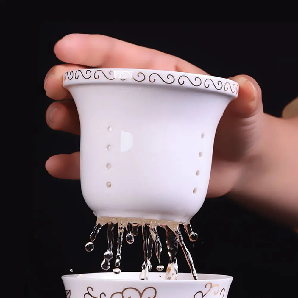 Tea Talent Porcelain Tea Cup with Infuser Lid and Saucer Sets | 12 OZ Chinese Jingdezhen Ceramics - view 3