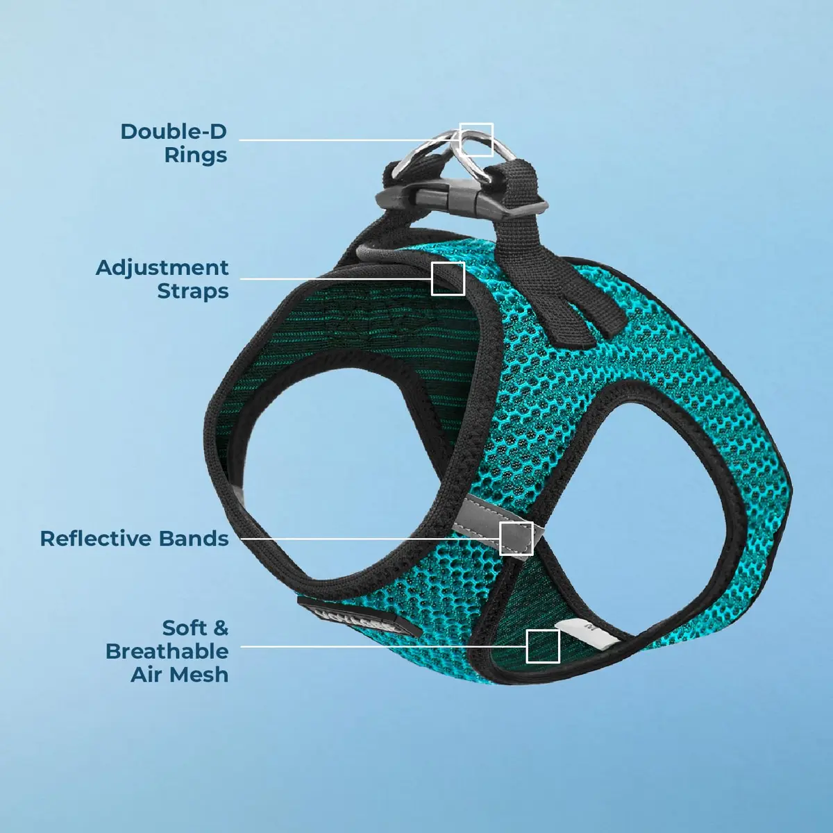 Best Pet Supplies Voyager Step-in Air Dog Vest Harness - Turquoise 2-Tone, Small | Breathable Mesh, Reflective Bands, Secure Fit - view 3