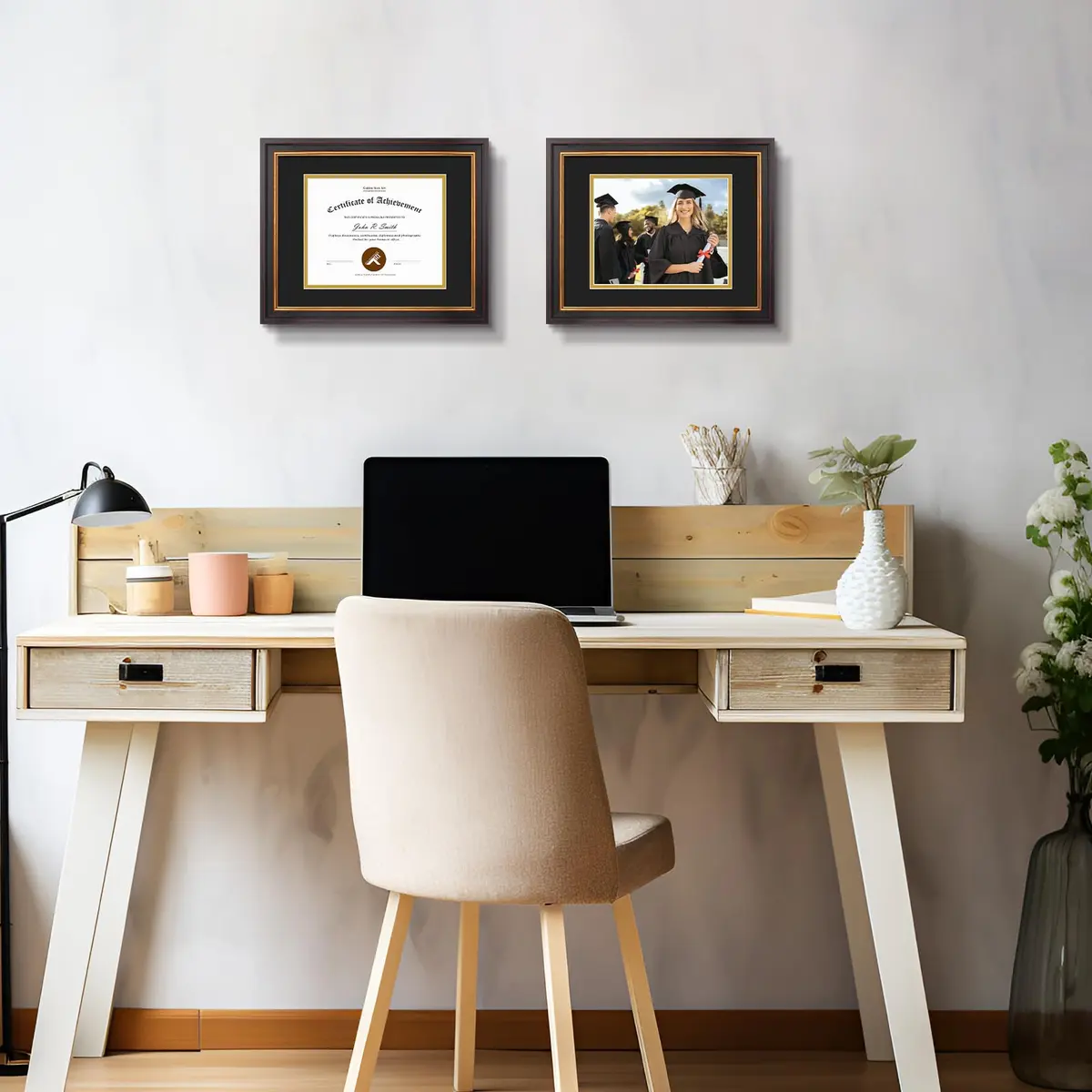 Golden State Art 11x14 Frame Black Over Gold Double Mat for 8x10 Diploma | Classic Wall Display with Real Glass - view 2