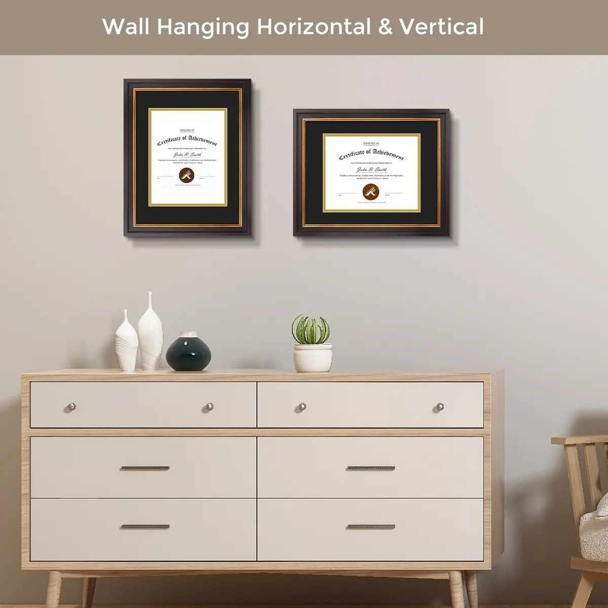 Golden State Art 11x14 Frame Black Over Gold Double Mat for 8x10 Diploma | Classic Wall Display with Real Glass - view 4