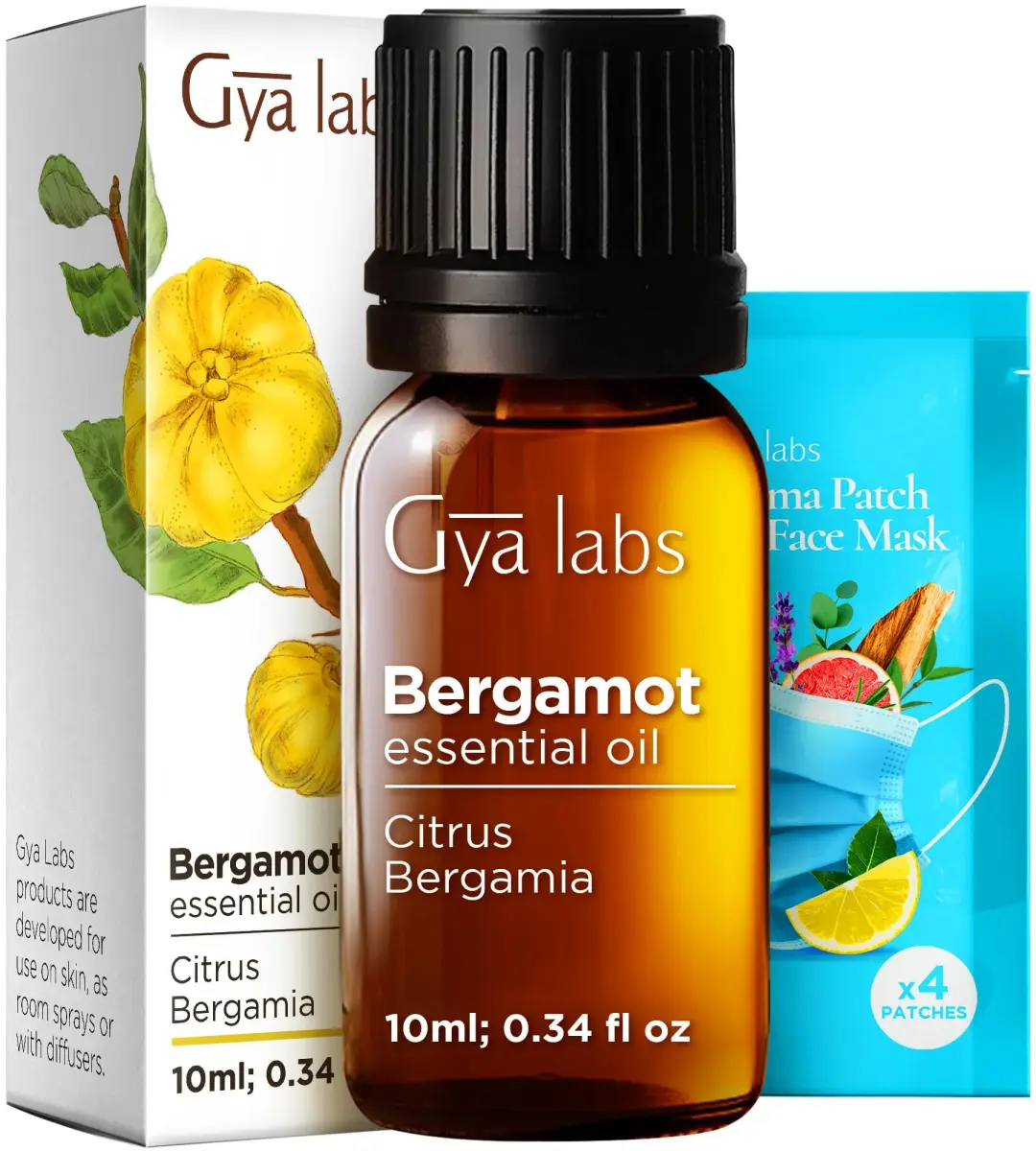 Gya Labs Bergamot Essential Oil 10ml (0.34 Fl Oz) | Pure Citrus Aroma for Diffuser & Skin - main product image