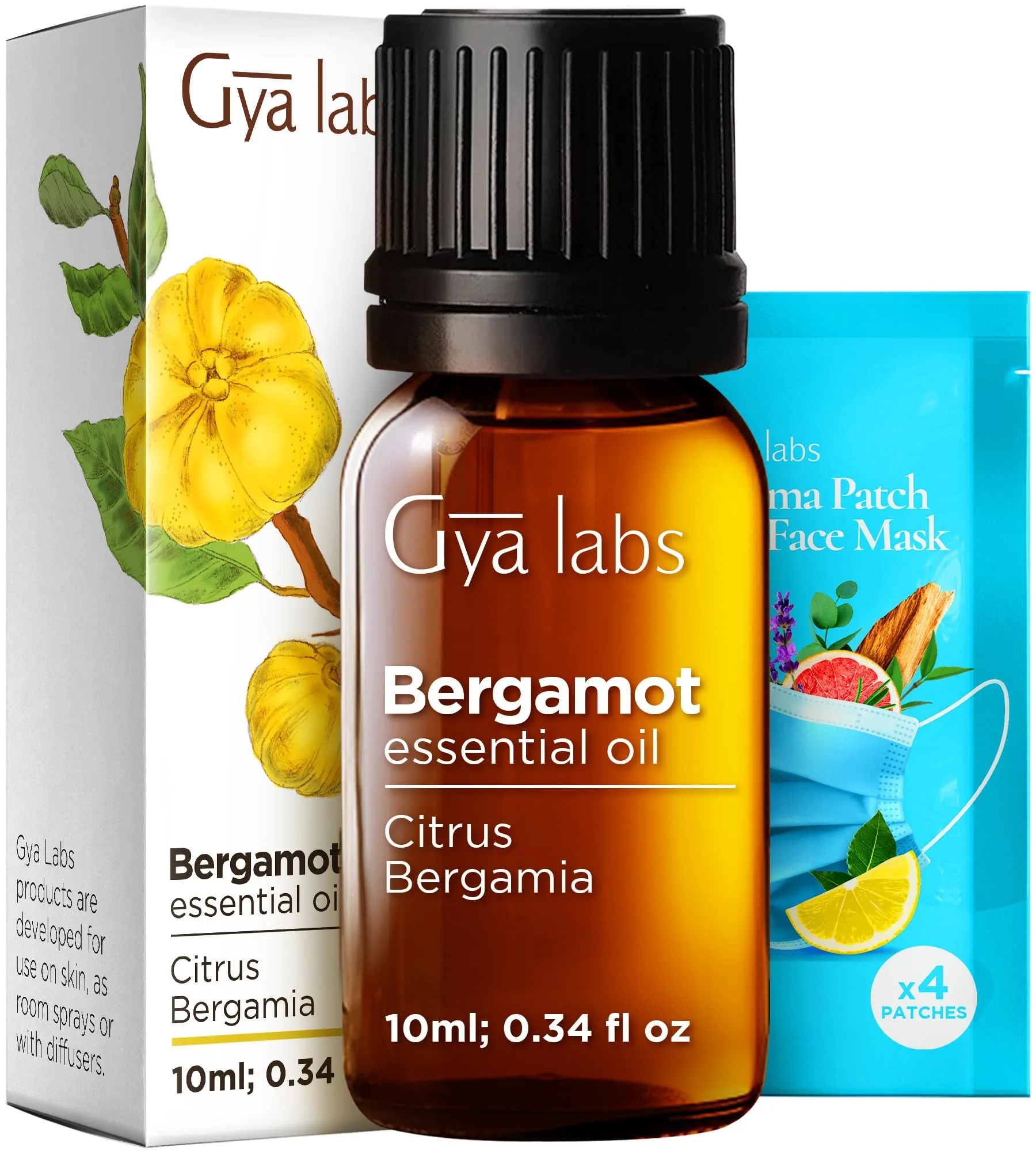 Gya Labs Bergamot Essential Oil for Diffuser, Skin & Candle Making, 0.34 Fl Oz (10ml) | Pure Cold-Pressed Italian Scent - main product image