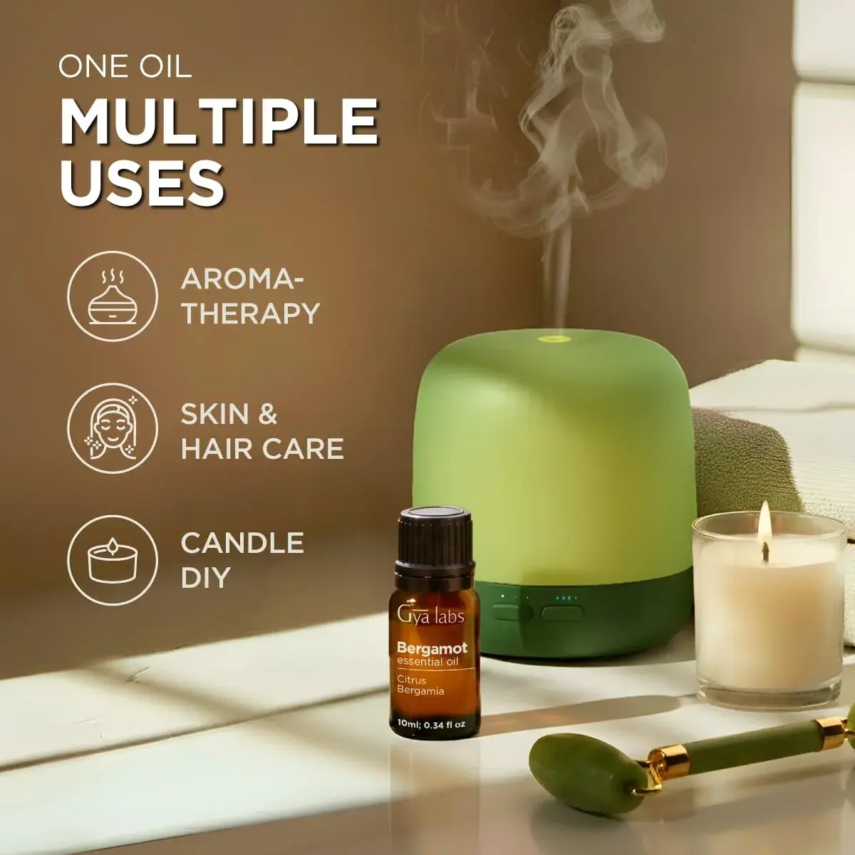 Gya Labs Bergamot Essential Oil 10ml (0.34 Fl Oz) | Pure Citrus Aroma for Diffuser & Skin - view 5
