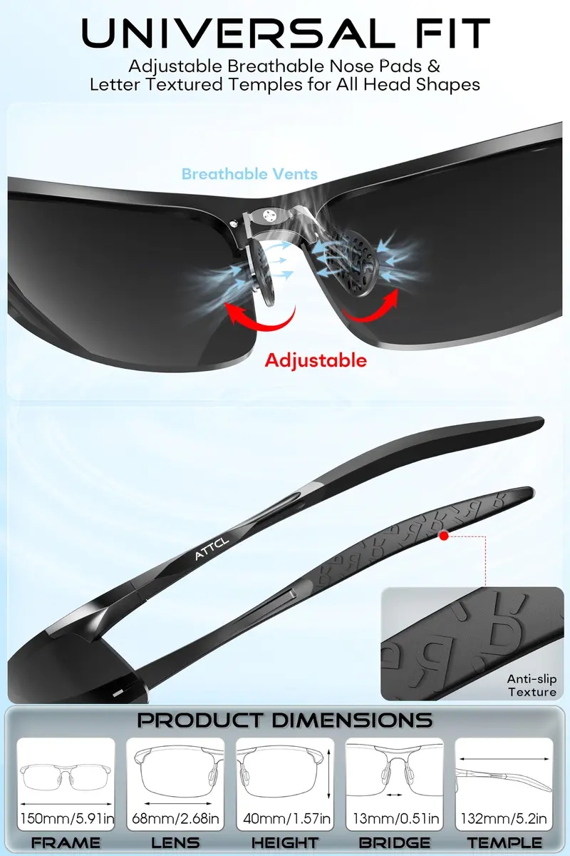 ATTCL Polarized Sunglasses Men Al-Mg Metal UV400 | Lightweight, Durable & UV Protection (70-120 chars) - view 7