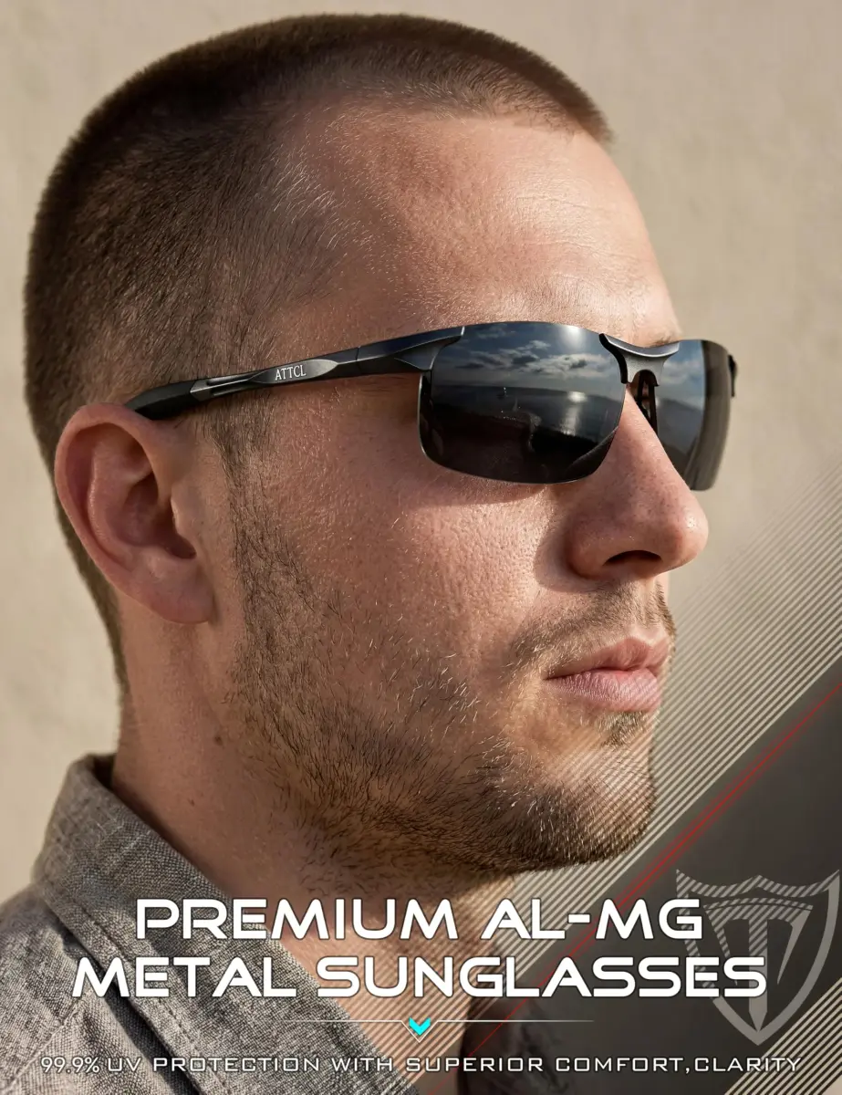 ATTCL 2026-Black-Grey Polarized Sports Sunglasses for Men - Not Mirrored, UV Protection - view 3