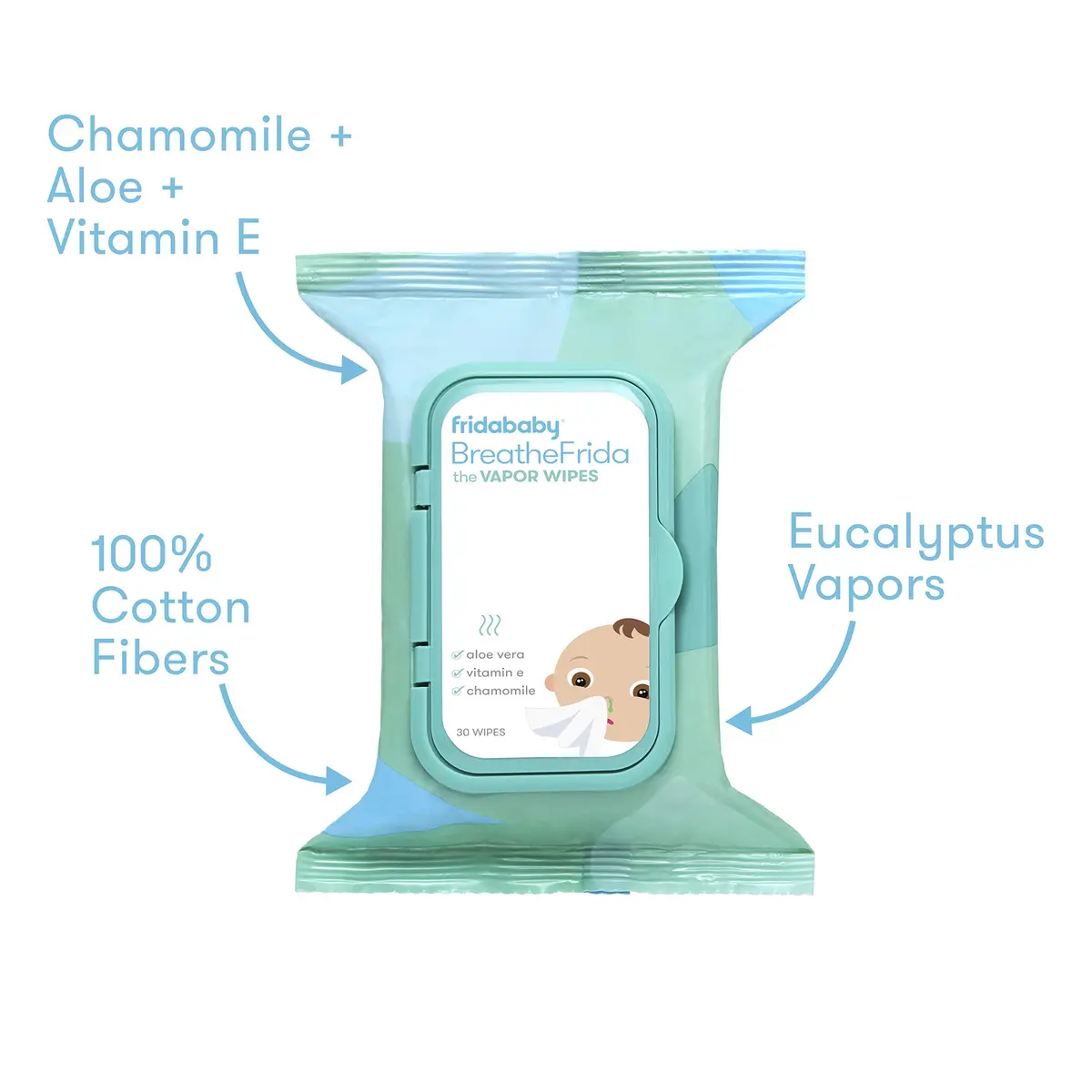 Frida Baby BreatheFrida Toddler Nose Wipes 30ct | Soothing Cold & Allergy Relief - view 2