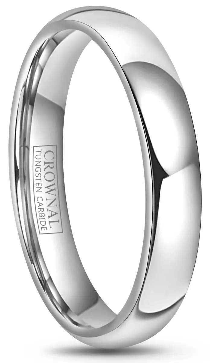 CROWNAL Tungsten Wedding Band Ring Men Women 8mm Comfort Fit Size 8 | Scratch-Proof, Polished Dome - main product image