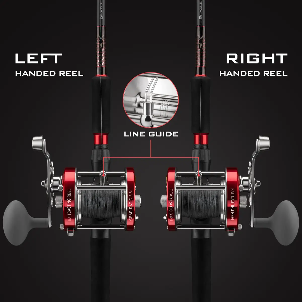 KastKing Rover Round Baitcasting Reel, 90 Size, Left, Red | Power & Durability for Freshwater & Saltwater - view 3