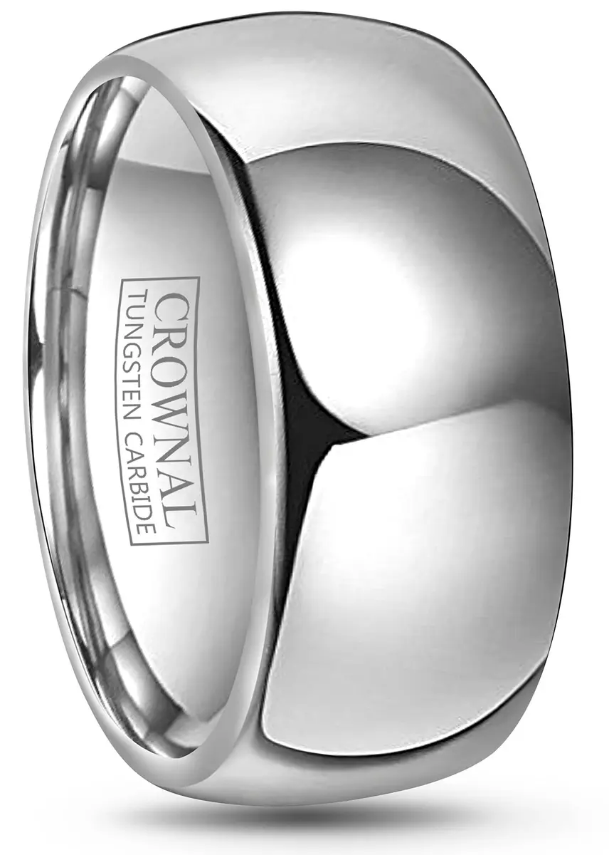 CROWNAL Tungsten Wedding Band Ring Men Women Plain Dome Polished Size 3 To 17 (10mm,10) | Comfort Fit - main product image