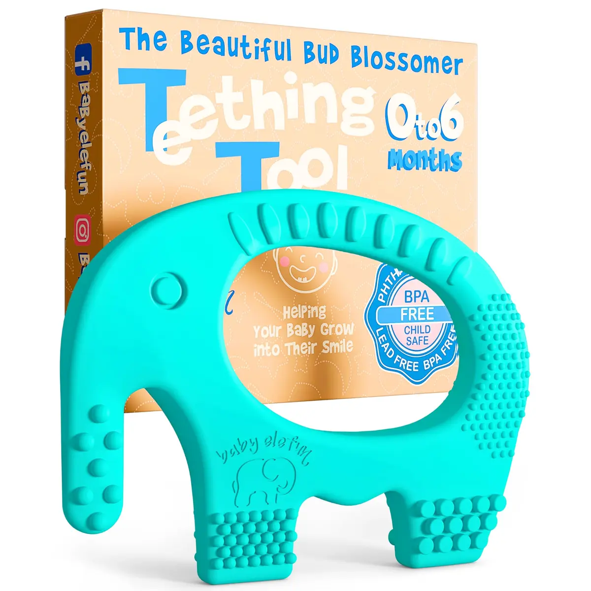 Baby Elefun Baby Teething Rings 0-6 Months | 5X Pain Relief, Non-Toxic Silicone, Portable & Safe - main product image