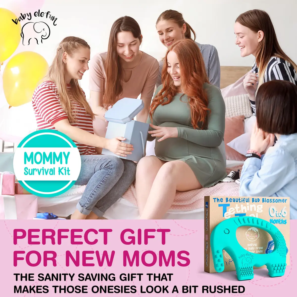 Baby Elefun Baby Teething Rings 0-6 Months | 5X Pain Relief, Non-Toxic Silicone, Portable & Safe - view 6