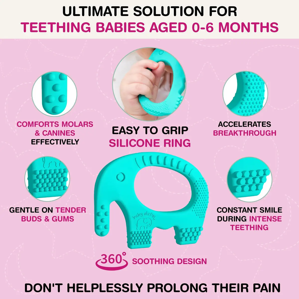 Baby Elefun Baby Teething Rings 0-6 Months | 5X Pain Relief, Non-Toxic Silicone, Portable & Safe - view 9