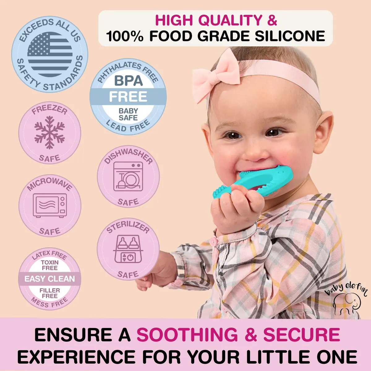 Baby Elefun Baby Teething Rings 0-6 Months | 5X Pain Relief, Non-Toxic Silicone, Portable & Safe - view 4