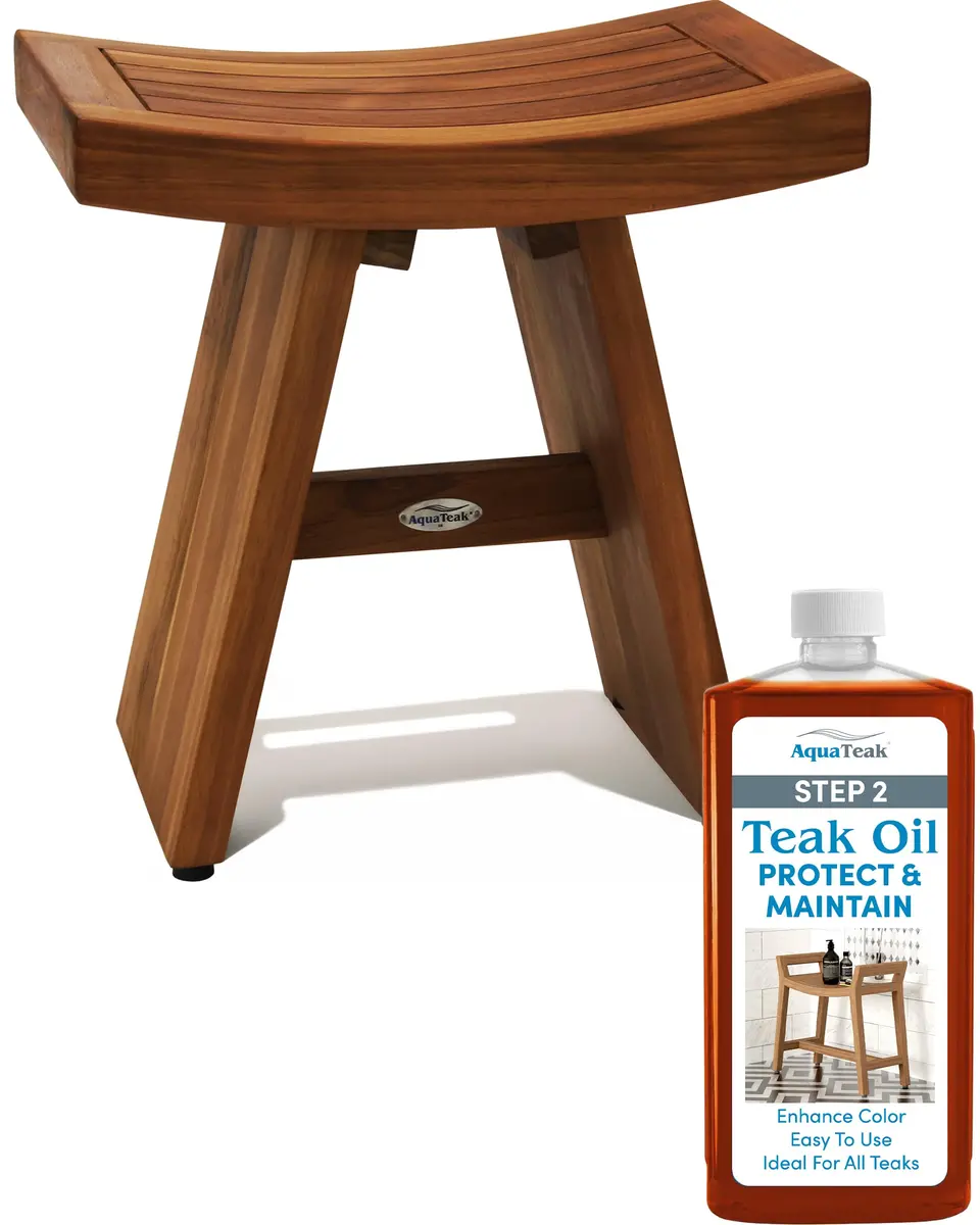 AquaTeak Asia 18" Teak Shower Bench | Durable Water-Resistant Bathroom Seating - main product image