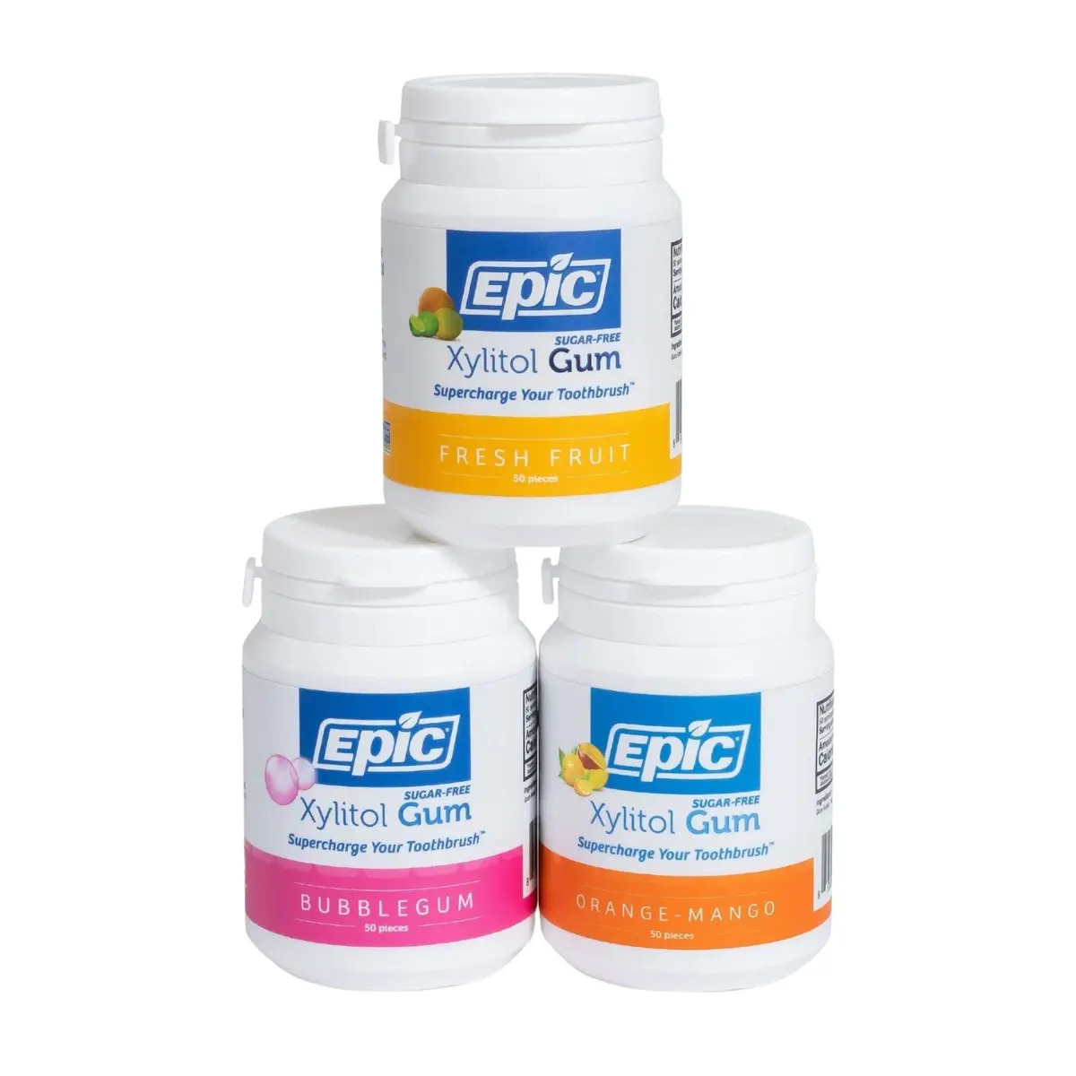 Epic Xylitol Gum Variety - Fruit Pack 150 Pieces | Sugar-Free, Vegan, Non-GMO, Cavity & Dry Mouth Support - main product image