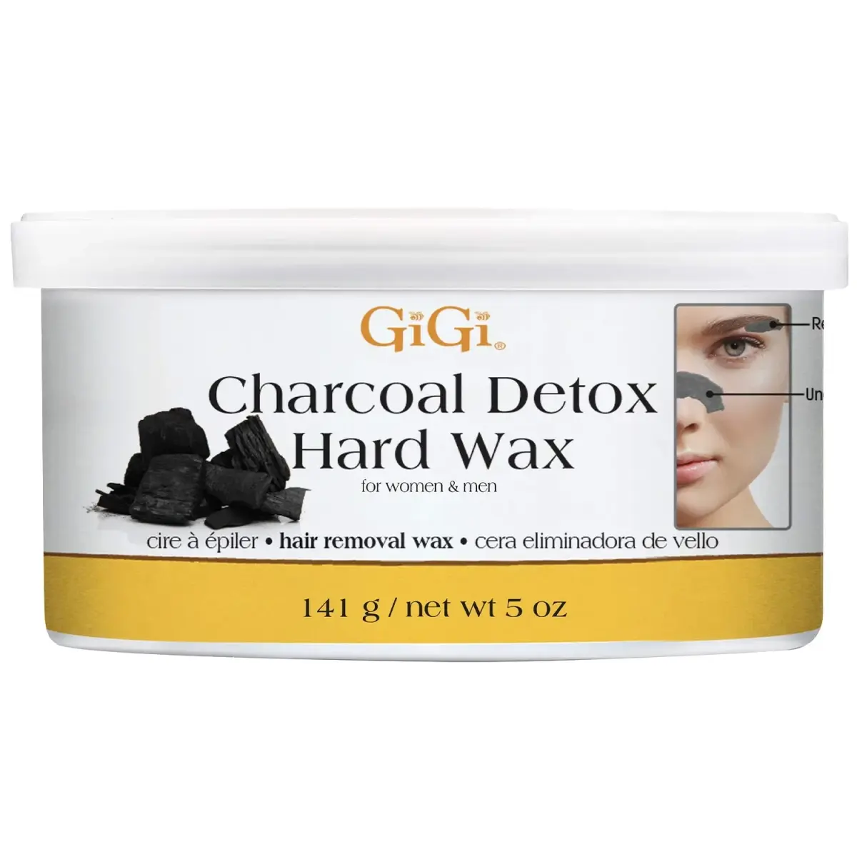 GiGi Charcoal Detox Hard Wax for Face & Body, 142g (5 oz) | Gentle Hair Removal for Sensitive Skin - main product image